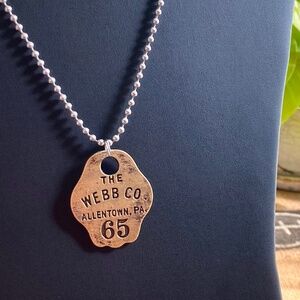 VINTAGE BRASS LOCKER MARKER NECKLACE
